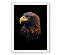 Bald Eagle Profile Modern Framed Wall Art Print A1 (84.1×59.4cm) White, Wall Decor for Living Room, Bedroom, Office & Home, Ready to Hang, Art Gift
