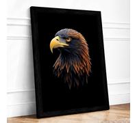 Bald Eagle Profile Modern Framed Wall Art Print A3 (42×29.7cm) Black, Wall Decor for Living Room, Bedroom, Office & Home, Ready to Hang, Art Gift