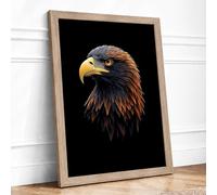 Bald Eagle Profile Modern Framed Wall Art Print A4 (29.7×21cm) Oak, Wall Decor for Living Room, Bedroom, Office & Home, Ready to Hang, Art Gift