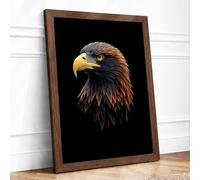 Bald Eagle Profile Modern Framed Wall Art Print A4 (29.7×21cm) Walnut, Wall Decor for Living Room, Bedroom, Office & Home, Ready to Hang, Art Gift