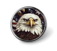 Bald Eagle Round Badge 25mm/1 Inch Metal Buttons Round Badge Pin Button Parts Classic Pin Holders Buttons for Shirts Clothes Individualistic Brooch