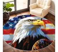 Bald Eagle Round Rug 120cm, American Flag Circle Rugs, Independence Day Rug, Washable Round Carpet for Kitchen Dining Living Room Bathroom Beneath the Furniture