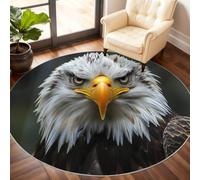 Bald Eagle Round Rugs for Dining Table, Bald Eagle Rug 120cm, Animal Circle Rug, Washable Round Area Rugs for Living Room Bathroom Under the Sofa