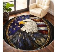 Bald Eagle Rug, Bald Eagle Round Rug 240cm, US National Flag Circle Rugs, Washable Circle Carpet for Living Room Dining Room Bedroom Hallway Under the Bed