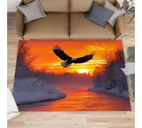 Bald Eagle Rugs for Girls Room, Sunset Animals Area Rug, Washable Bedroom Rug for Living Room Study Office Decor Floor Mat 70x140cm