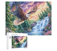 Bald Eagle Soaring by Waterfall 500 Piece Jigsaw Puzzle for Family Indoor Activity Cooperative Challenge Gift for Holidays 500 PCS