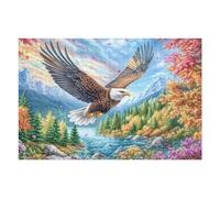 Bald Eagle Soaring over Mountain River 1000 Piece Jigsaw Puzzle for Adults Jigsaw Family Road Trip Activity Vibrant Whimsical Design Great Gift for Travelers 1000 PCS