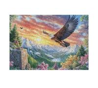 Bald Eagle Soaring over Snowy Peaks And Flowers 300 Piece Jigsaw Puzzle for Adults Jigsaw Morning Leisure Activity Vibrant Brainteaser Perfect Holiday Present Home Decor Accent 300 PCS