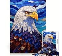 Bald Eagle Stained Glass Jigsaw 1000 Pieces for Teenagers Mental Skill Calm Downtime Solid Fit Thoughtful Gift (38x52cm)
