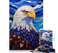 Bald Eagle Stained Glass Jigsaw Puzzles 1000 Piece for Teenagers Thought Training Mind Soothing Fun Uniform Cut Thoughtful Xmas (50x75cm)