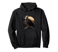 Bald Eagle Stands Tall Behind U.S. Colors Pullover Hoodie