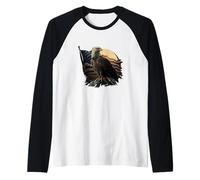 Bald Eagle Stands Tall Behind U.S. Colors Raglan Baseball Tee