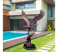 Bald Eagle Statue, 27.5" Bronze Eagle Statue with Open Wings, Symbol of Freedom & Strength, Large Eagle Sculpture for Home Garden Decor
