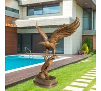 Bald Eagle Statue, 27.5" Bronze Eagle Statue with Open Wings, Symbol of Freedom & Strength, Large Eagle Sculpture for Home Garden Decor