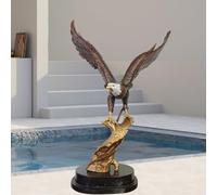 Bald Eagle Statue, 27.5" Bronze Eagle Statue with Open Wings, Symbol of Freedom & Strength, Large Eagle Sculpture for Home Garden Decor