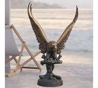 Bald Eagle Statue, 27.5" Bronze Eagle Statue with Open Wings, Symbol of Freedom & Strength, Large Eagle Sculpture for Home Garden Decor