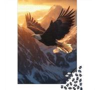 Bald Eagle Sunset 1000-Piece Adult Jigsaw Puzzle, 38x26cm/1000pcs, for Calm Concentration at Home; White Pieces with A Smooth Surface