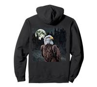 Bald Eagle Under the Full Moon - Nocturnal Wildlife Portrait Pullover Hoodie
