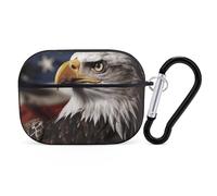 Bald Eagle US Flag AirPods Pro 2 Case Cover, Shockproof Hard Shell Protective Case for Women Men, Compatible with Airpod Pro Case 2nd/1st Generation with Keychain-Black