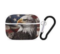 Bald Eagle US Flag Pictures AirPods Pro Case Cover with Keychain Ring PC Hard Shell Protective Case for AirPods Pro 2nd for Women Men Generation Easy Open Full Drop Protection Cover White-Style