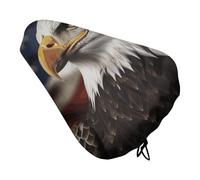 Bald Eagle US Flag Pictures Bike Seat Cover for Men Women Water Repellent Exercise Bike Seat Cushion Adjustable Bicycle Seat for Outdoor Biking