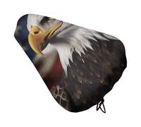 Bald Eagle US Flag Pictures Bike Seat Cover with Drawstring Bicycle Saddle Rain Dust Cover UV Protection Bike Seat Cushion Shield for Women Men City Mountain