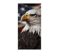 Bald Eagle US Flag Pictures Door Cover Spring Summer Hanging Flag Porch Sign Outdoor Seasonal Holiday Yard Decor for Front Door and Porch