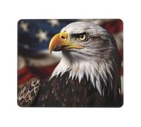 Bald Eagle US Flag Pictures Mouse Pad with Stitched Edge, Comfortable Mouse Pads with Non-Slip Rubber Base Gaming Mouse Mat Washable Mousepads Computers Laptop Desk Accessories for Office 7.9 x 9.5 in