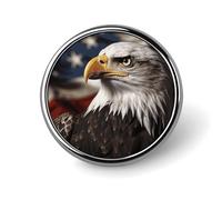 Bald Eagle US Flag Pictures Round Badge Cute Enamel Lapel Pin Brooches Button Pin Personalized Clothing Decoration Unisex Badge Holder Hats Bags Shirts Decor