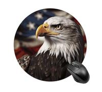 Bald Eagle US Flag Pictures Round Mouse Pad Smooth Glide Gaming Mousepad Extra Density Portable Comfortable Mouse Mat for Desk, Home, Office 7.8x7.8 Inches