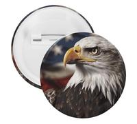 Bald Eagle US Flag Pictures Tinplate Badge 12PCS Personalized Round Brooch Large Craft Button Suitable for Teachers, Nurses, Doctors, Staff, Party Gift Accessories