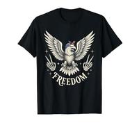 Bald Eagle USA Flag Bandana Freedom Skeleton Hands Value Graphic T-Shirt, Men, Black, M