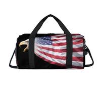 Bald Eagle USA Flag Sport Duffel Bag with Shoes Compartment Bald Eagle Overnight Weekender Bags Travel Gym Luggage Organizer for Women Men Kids Girls Boys