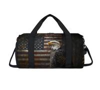 Bald Eagle USA Flag Sport Duffel Bag with Shoes Compartment Overnight Weekender Bags Travel Gym Luggage Organizer for Women Men Kids Girls Boys