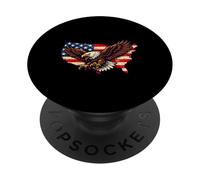 Bald Eagle USA Map American Flag Patriotic Vintage Distress PopSockets Adhesive PopGrip