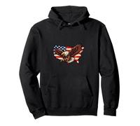 Bald Eagle USA Map American Flag Patriotic Vintage Distress Pullover Hoodie