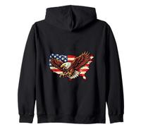 Bald Eagle USA Map American Flag Patriotic Vintage Distress Zip Hoodie