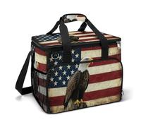 Bald Eagle Vintage American Flag Camping Cooler Bag Insulated Beach Coolers Portable Leak Proof Bags with Shoulder Strap