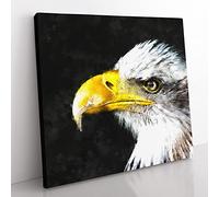 Bald Eagle Vol.1 Painting Modern Canvas Wall Art Print Ready to Hang, Framed Picture for Living Room Bedroom Home Office Décor, 50x50 cm (20x20 Inch)