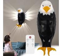 Bald Eagle Wall Light with Remote Control, Magnetic Led Mounted Eagle Lamp, USB Charging & Battery Operated Indoor Light