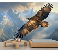 Bald Eagle Wall Murals, Bald Eagle Mural, Mountain Landscape Large Wallpaper for Living Room, Bird Wall Mural - 390x260cm (Not Peel n' Stick)