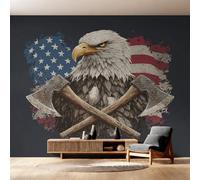 Bald Eagle Wallpaper - American Flag Wall Mural 200x140 cm (W x H), Non-Woven Photo Wallpaper Mural for Bedroom, Living Room, Hallway, Home Decor Y&W62