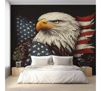Bald Eagle Wallpaper Black Blue Red, American Flag Wall Paper for Bedrooms, Home Decor Photo Wallpaper for Living Room 450x315 Non-Woven Wall Mural W&56