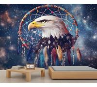 Bald Eagle Wallpaper, Dream Catcher Large Mural, Galaxy Mural Wallpaper for Bedroom, Bald Eagle Wall Mural - 100x70cm (Not Peel n' Stick)
