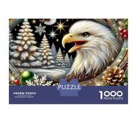 Bald Eagle Winter Forest 1000 Piece Jigsaw Puzzle Paper for Adults Snow Pine Trees Relaxing Focus Home Decor 52x38cm/1000pcs