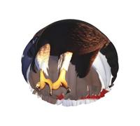 Bald Eagle With American Flag Hair Cap For Shower, Waterproof Hair Shower Caps For Long Hair, Non-Slip Cute Shower Cap
