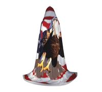 Bald Eagle With American Flag Print Hooded Cloak For Halloween,Wizard Vampire Grim Reaper Costumes,Renaissance Style