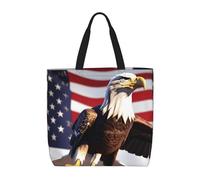 Bald Eagle With American Flag Print Large Capacity Bag Women Shoulder Organizer Lightweight Travel Everyday Tote
