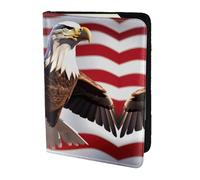 Bald Eagle With American Flag Printing Passport Holder For Travel Must Have,Passport Cover Case For Travel Accessories For Women Men, Black, One Size