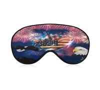 Bald Eagle with American Flag Sleep Eye Mask Soft Eye Covers Blocking Lights Blindfold with Adjustable Strap for Travel Nap